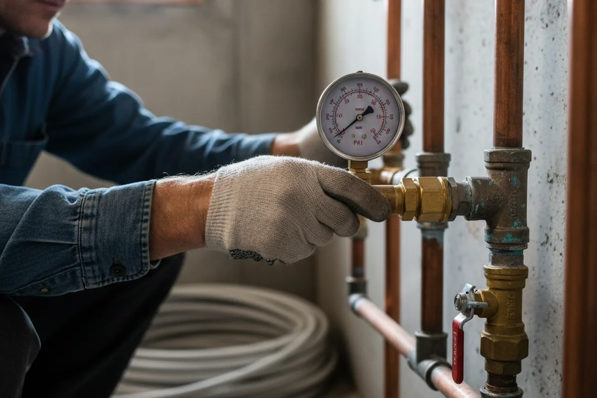 Pressure testing a repaired line during Water Line Repair in Grass Valley